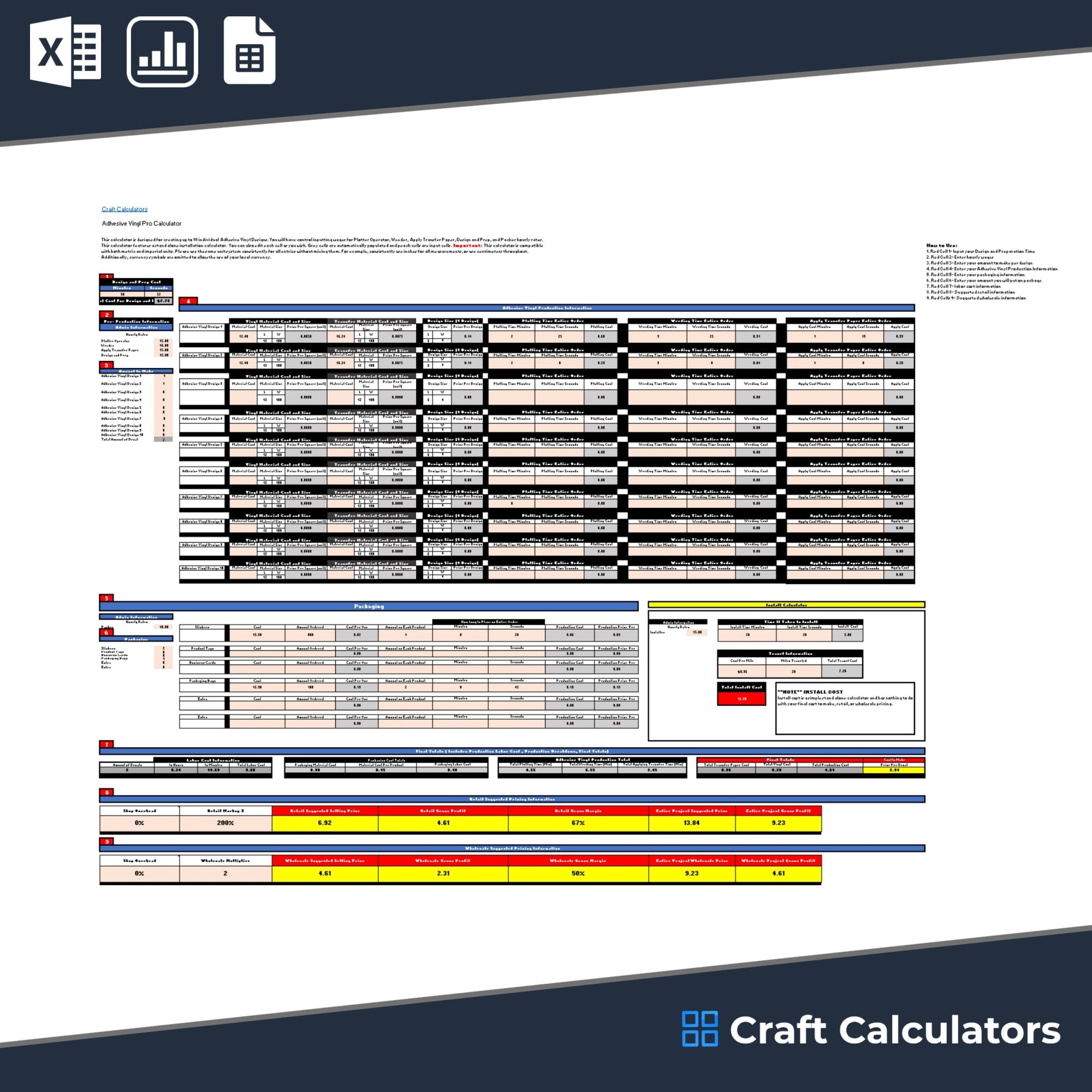 Advanced Adhesive Vinyl Decal Pricing Calculator for Up to 10 Designs