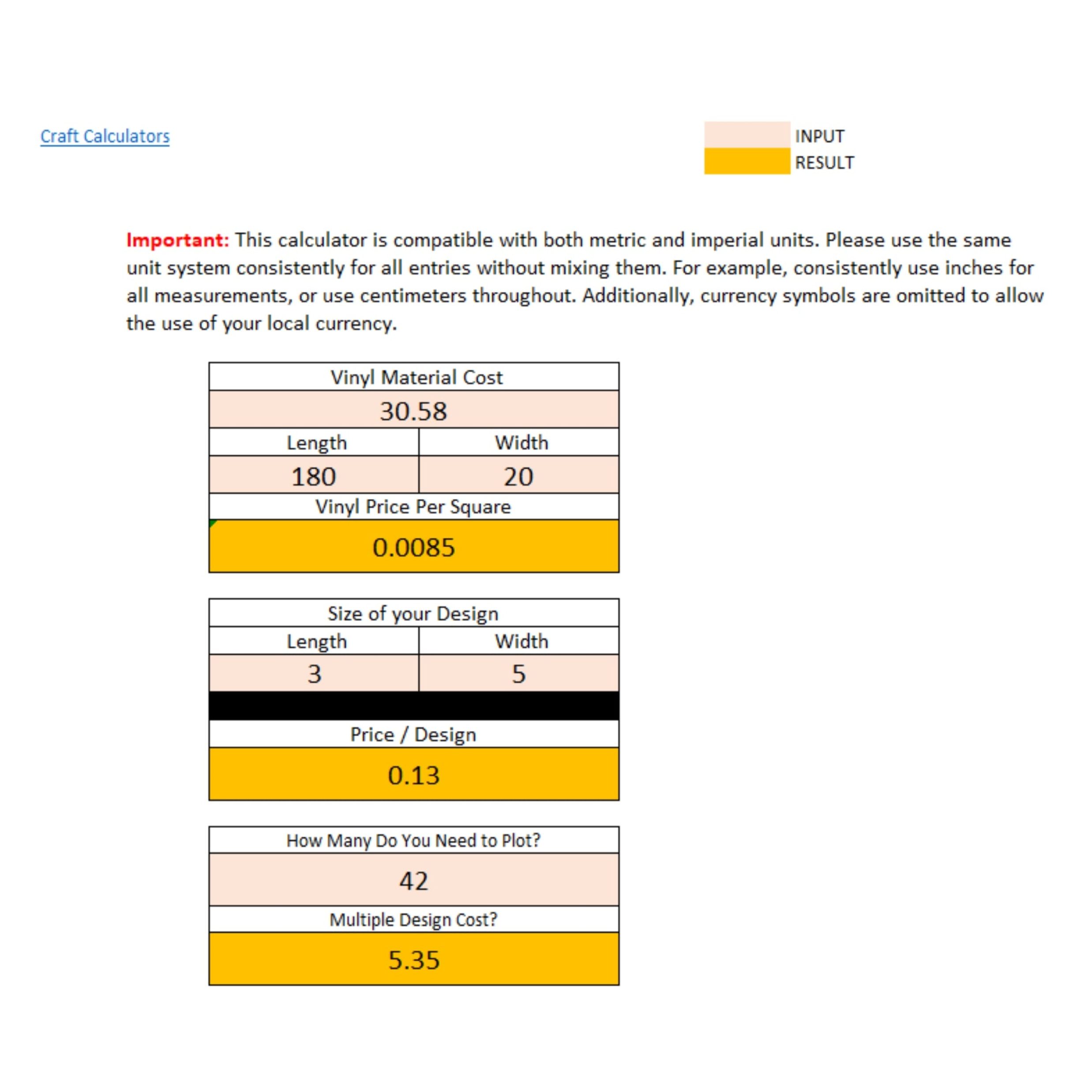 Vinyl Material Cost Estimator - Image 2