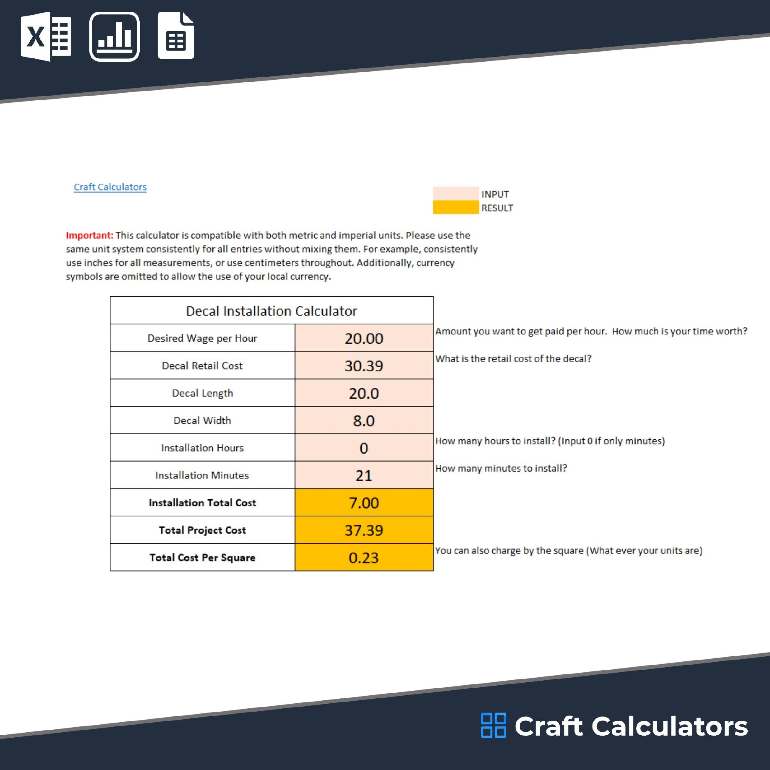 Decal Installation Calculator