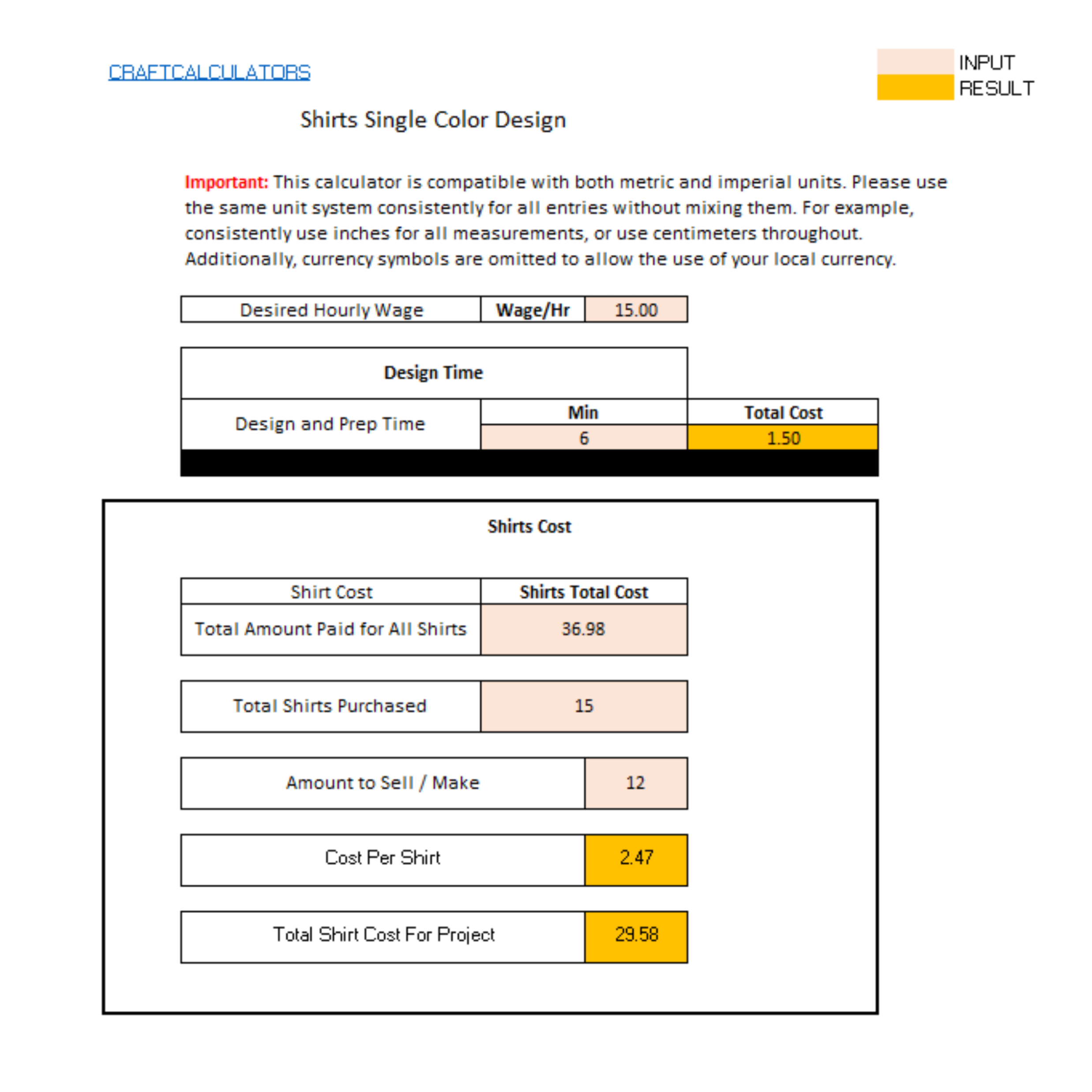 T-Shirt HTV Single Color Design Cost Calculator - Image 2