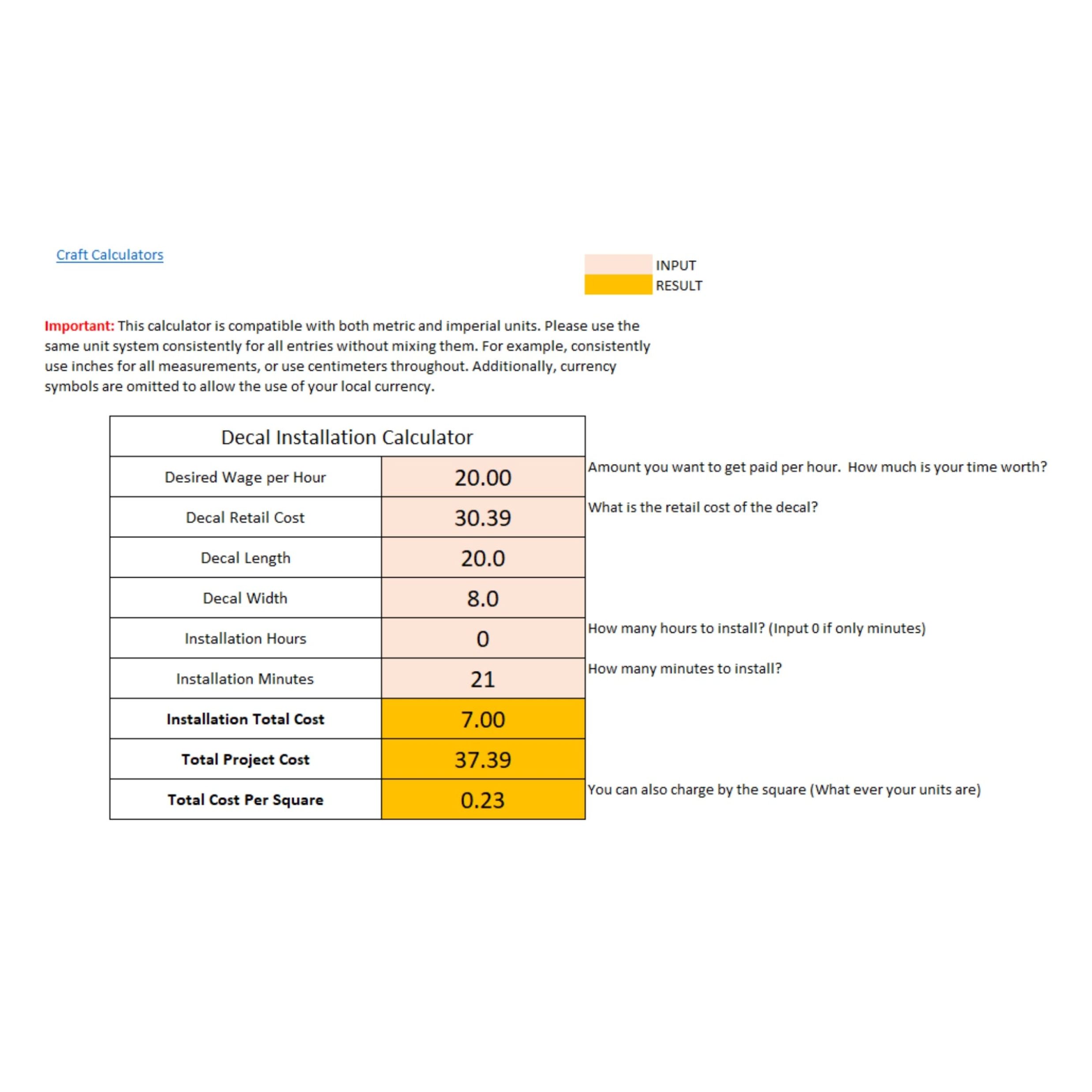 Decal Installation Calculator - Image 2