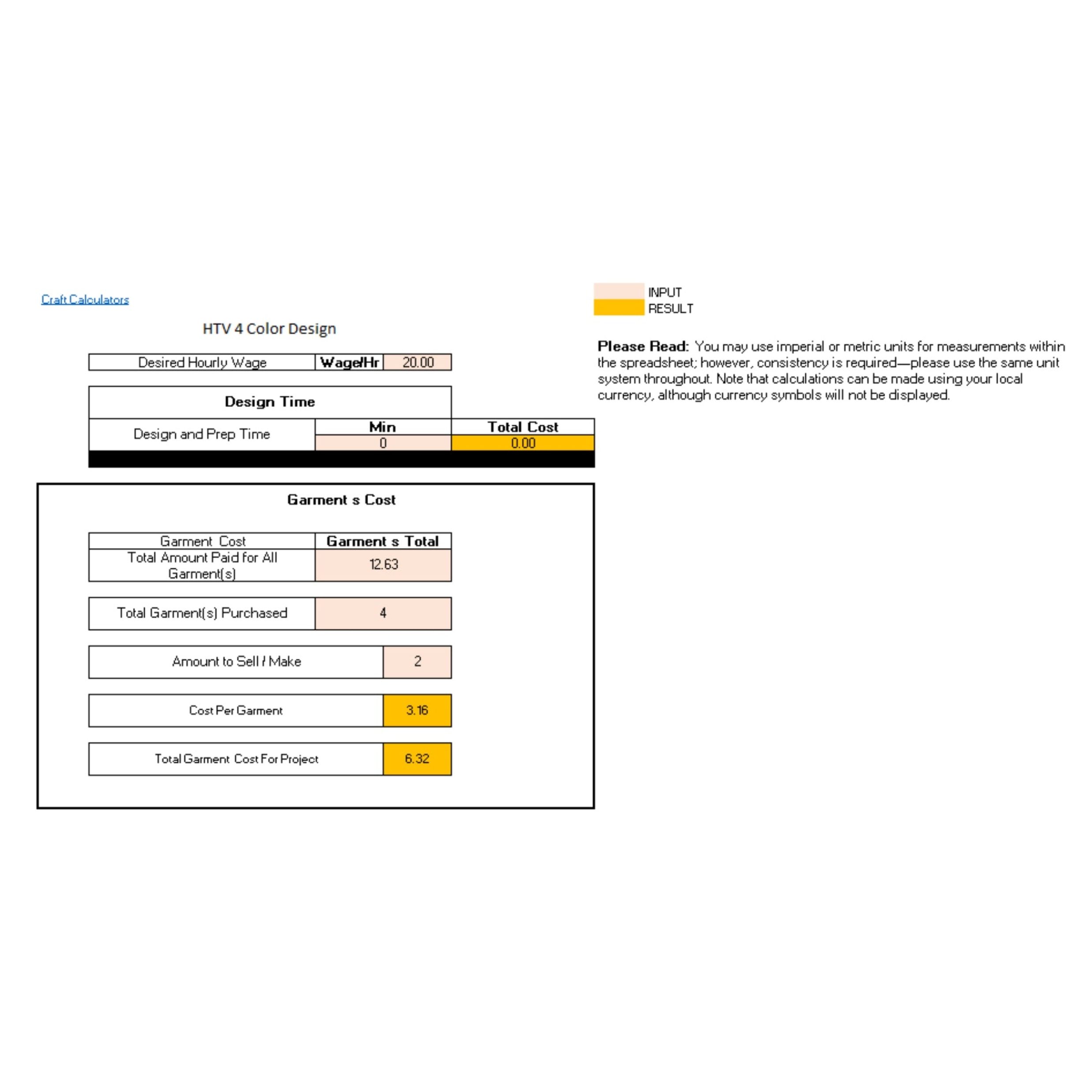 HTV 4 Color Design Product Cost Calculator (Universal Products) - Image 2