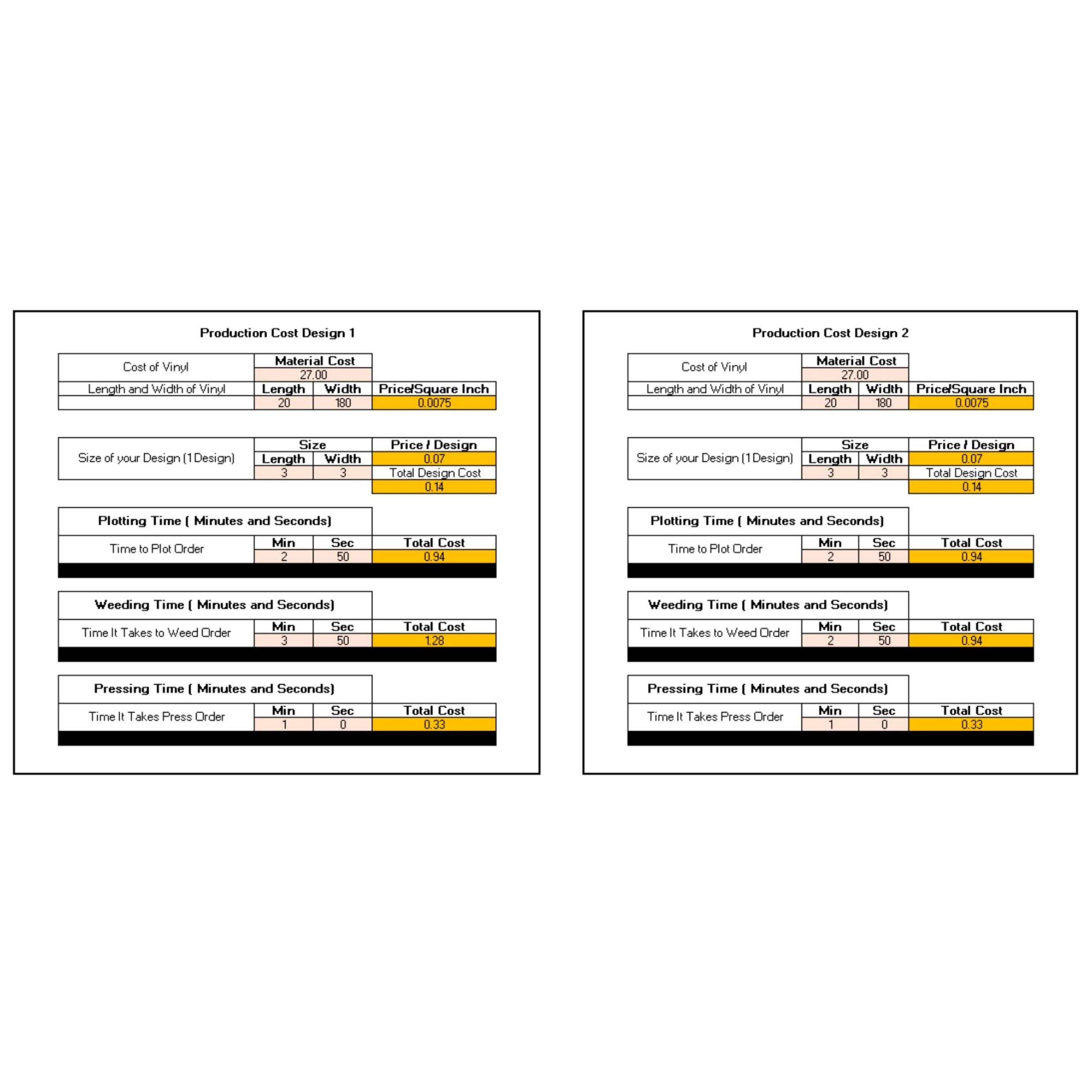 HTV 4 Color Design Product Cost Calculator (Universal Products) - Image 3