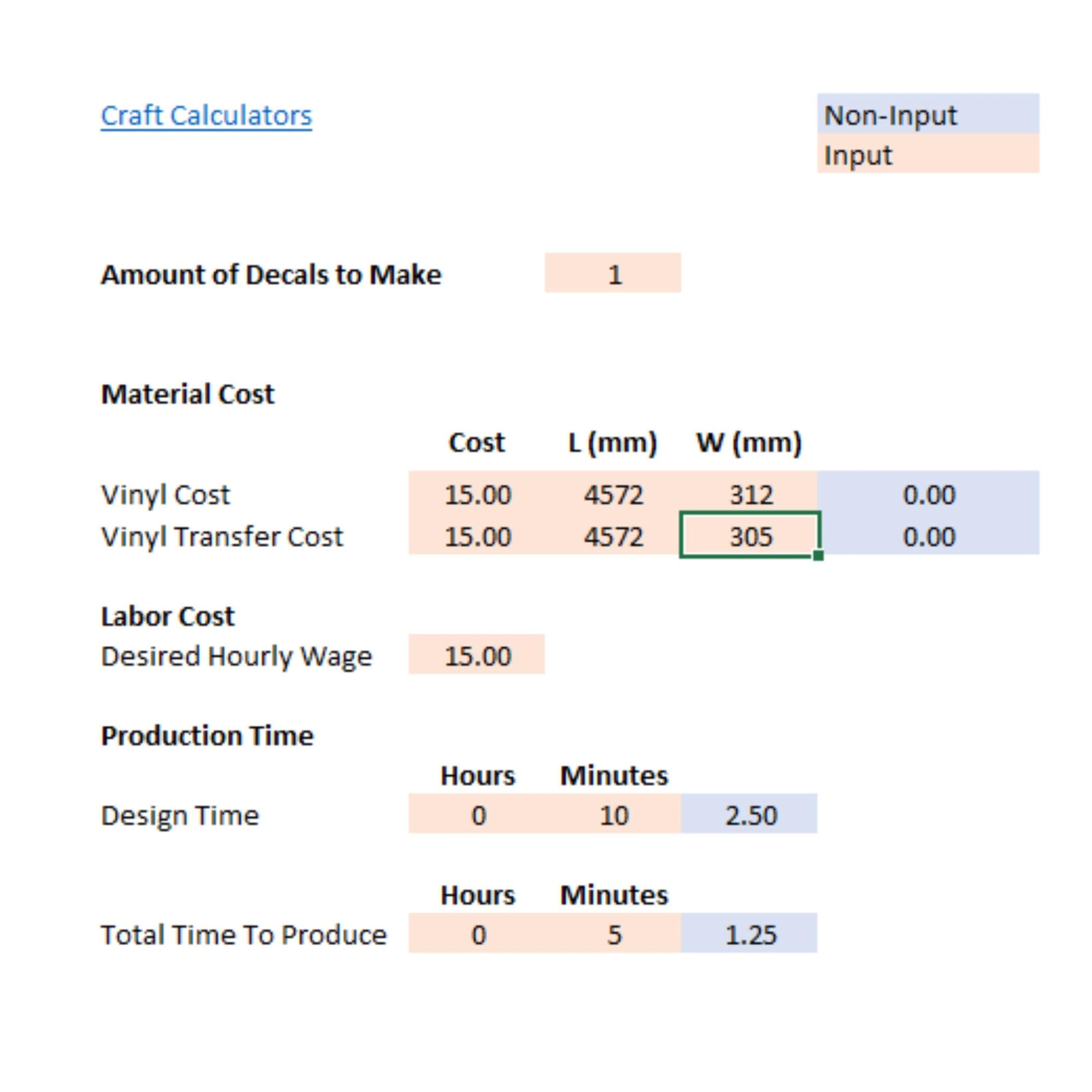 Vinyl Decal Pricing Matrix: Single-Color (Millimeters) - Image 2