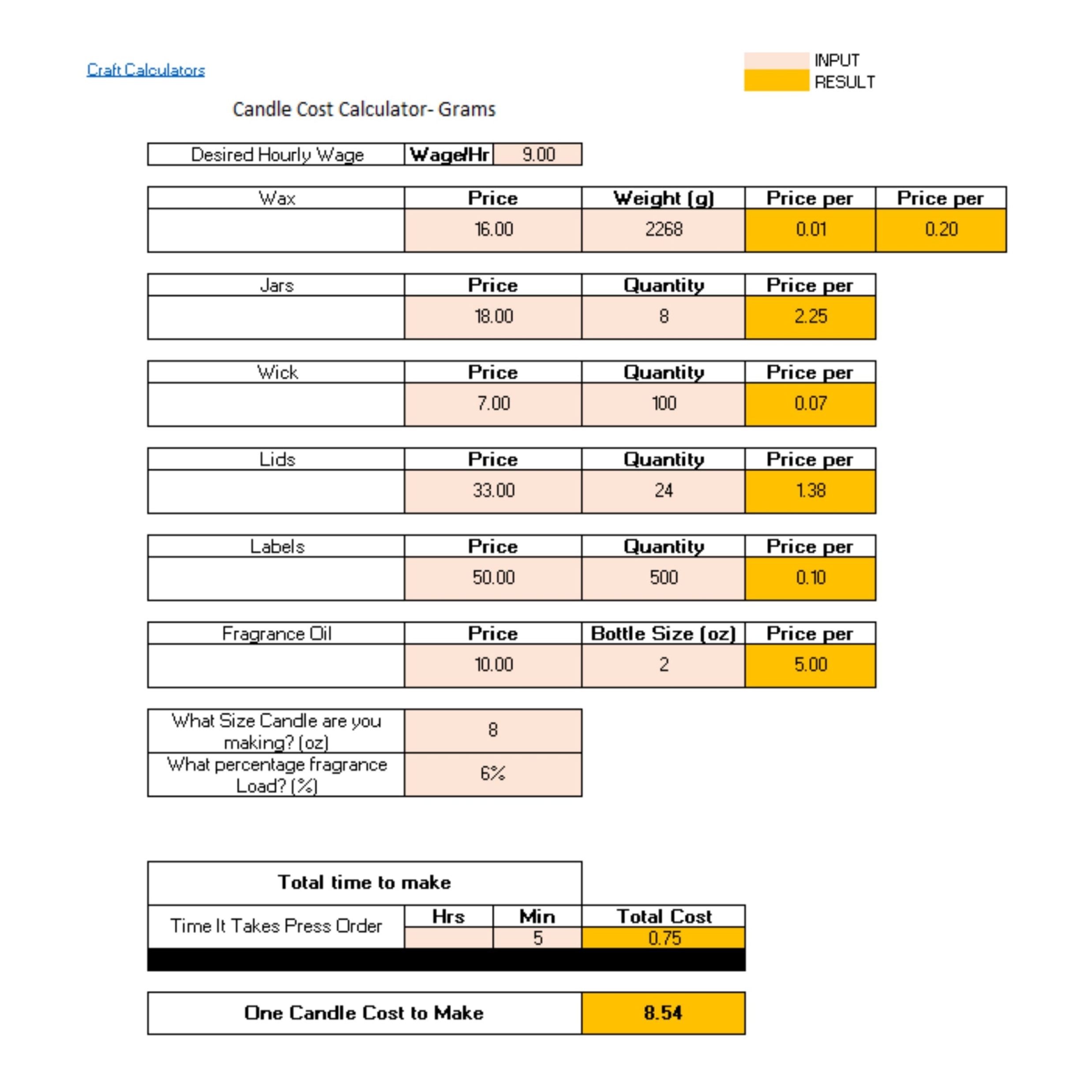 Candle Cost Calculator: Wax Weight in Grams - Image 2