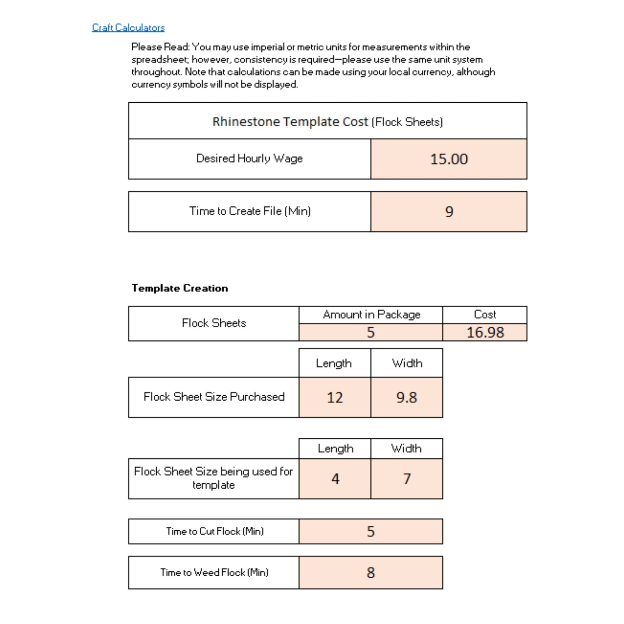 Rhinestone (Flock Sheets) Template Pricing Calculator: Easily Determine Template Costs - Image 2