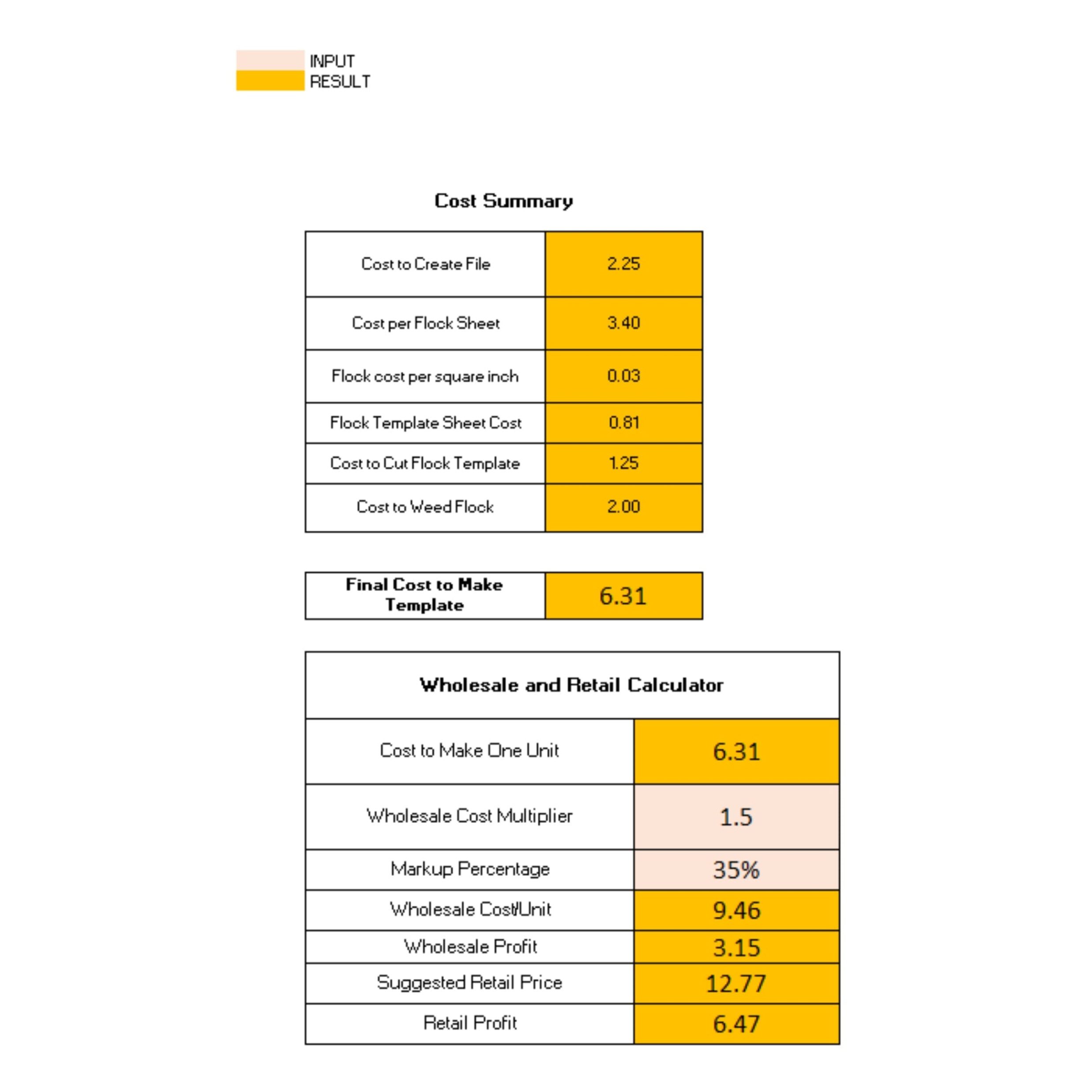 Rhinestone (Flock Sheets) Template Pricing Calculator: Easily Determine Template Costs - Image 3