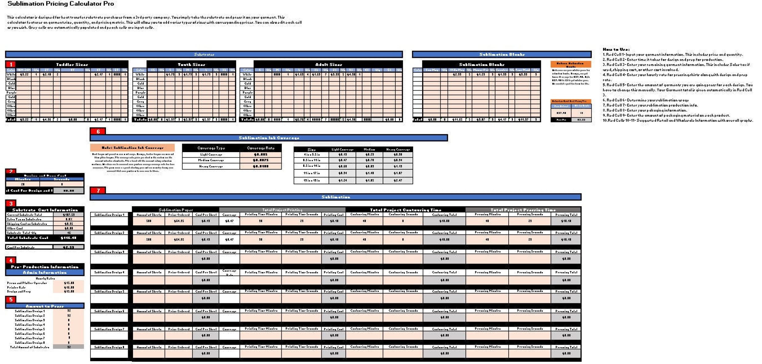 8 Designs Sublimation Pricing Calculator- Cost to Make - Retail and Wholesale Products Pricing Calculator Spreadsheet - Image 2