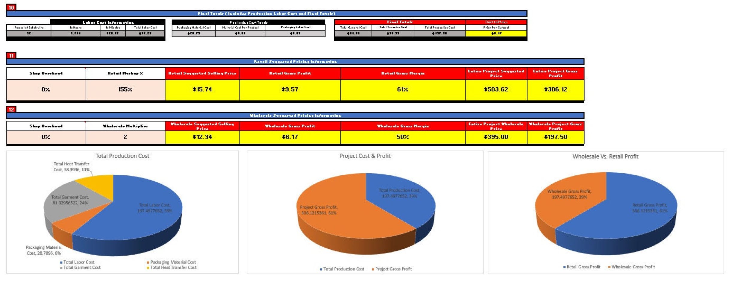 8 Designs Sublimation Pricing Calculator- Cost to Make - Retail and Wholesale Products Pricing Calculator Spreadsheet - Image 4