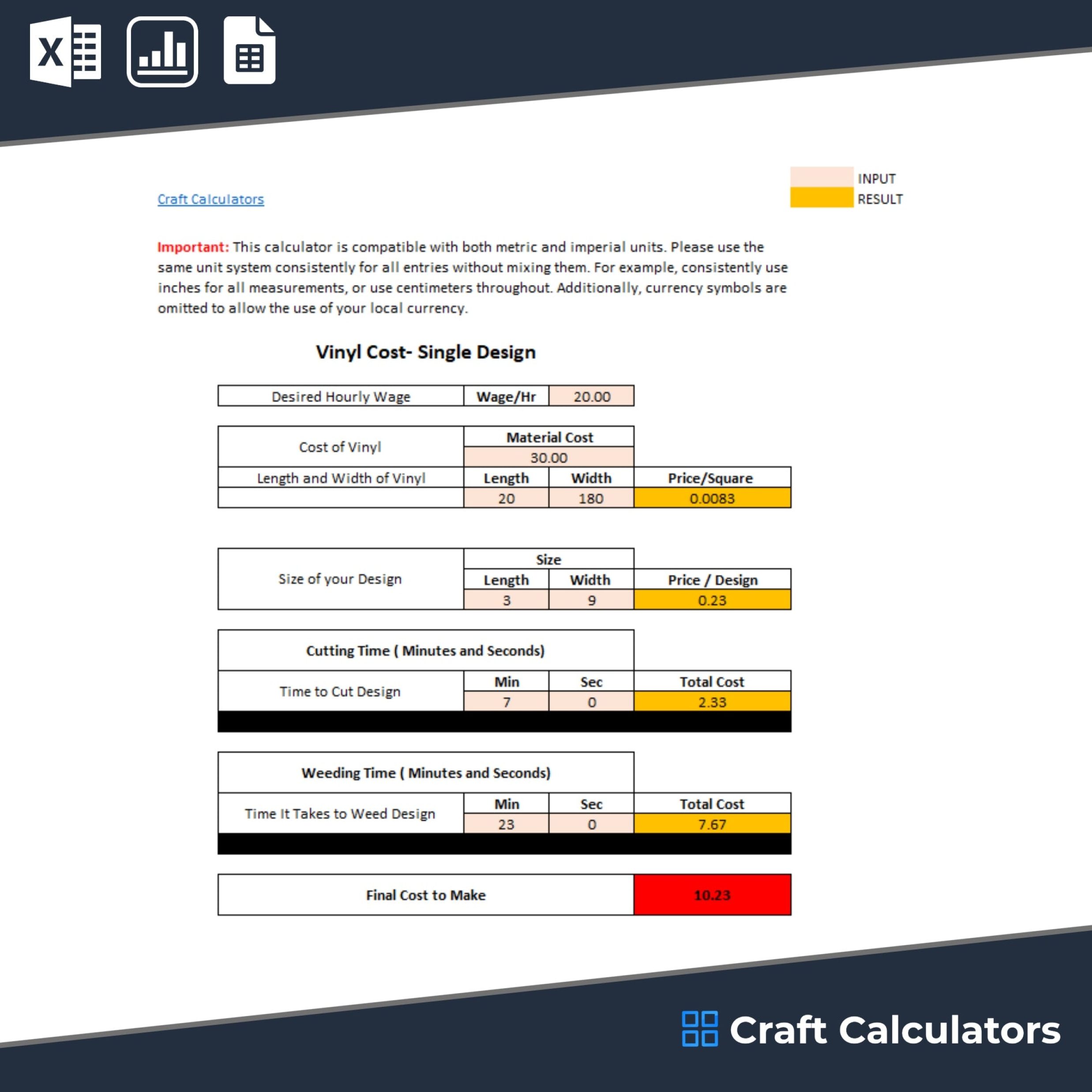 Vinyl Cost - Single Design